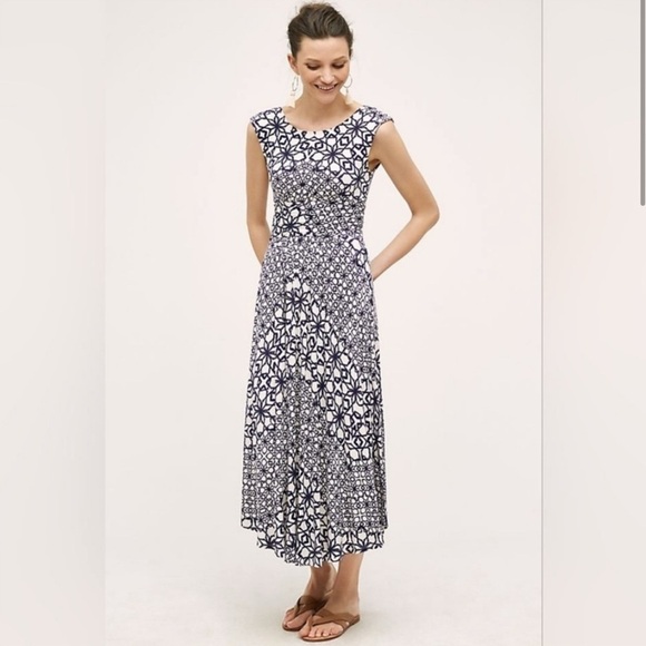 Maeve Dresses & Skirts - Anthropologie Maeve Mallorca Geometric Print Jersey Knit Maxi Dress Size XS